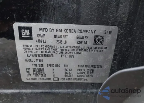 2020 Buick Encore Gx Awd Select z USA, uszkodzony, nr VIN KL4MMESLXLB094000